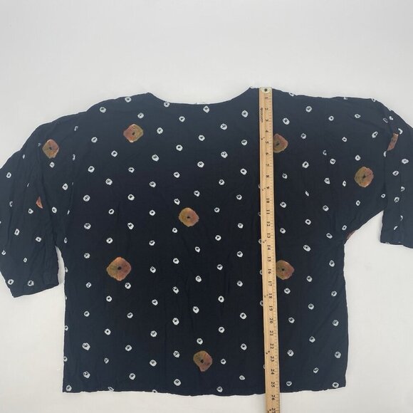 No Saint Womens OS Black Geometric Lagenlook Made In India Top Dolman Sleeves - Picture 8 of 11